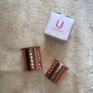 set of 2 hammered copper canisters